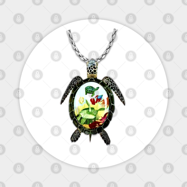 Turtle Marine Life Pendant Magnet by KC Morcom aka KCM Gems n Bling aka KCM Inspirations